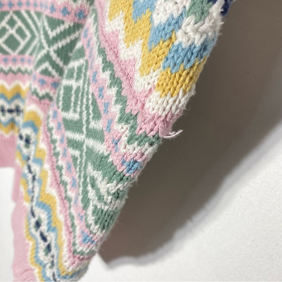 Vintage Cotton Ginny Striped Pastel Cotton Knit Crew Neck Sweater S - Picture 7 of 15